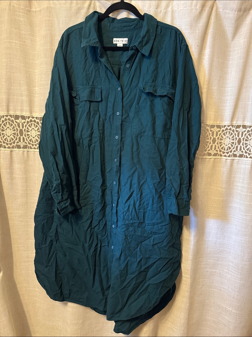 Ava & Viv Long Sleeve Button Down Shirt Dress